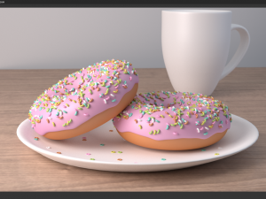 morning donuts with coffee cup 3D मॉडल