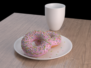 morning donuts with coffee cup 3D Model