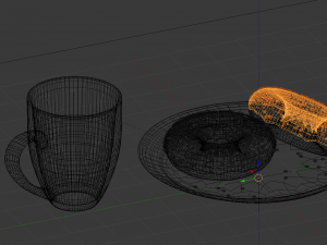 morning donuts with coffee cup 3D Model