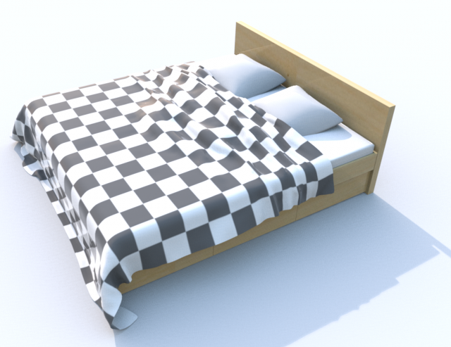 double bed with cover 3D Model .c4d .max .obj .3ds .fbx .stl .blend 