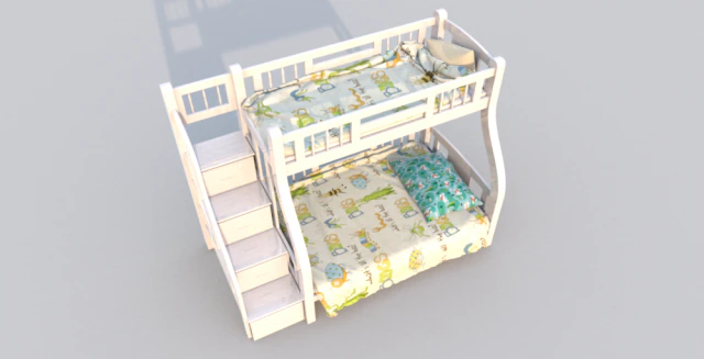 bunk bed with drawers 3D Model .c4d .max .obj .3ds .fbx .stl .blend 