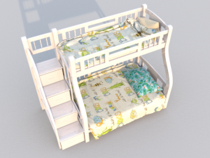 bunk bed with drawers 3D Model