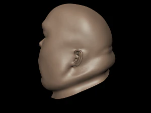 obese male high poly and low poly head mesh model vr - ar - low-poly 3d model 3D Model