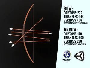 arc en bois primitif Modèle 3D