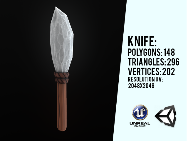 primitive stone knife 3D Model .c4d .max .obj .3ds .fbx .stl .blend 
