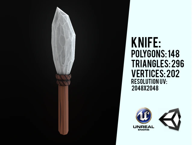 primitive stone knife 3D Model .c4d .max .obj .3ds .fbx .stl .blend 