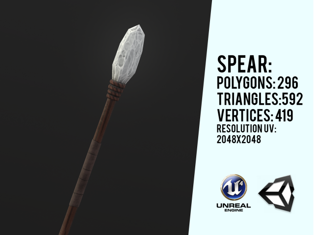 primitive stone spear 3D मॉडल .c4d .max .obj .3ds .fbx .stl .blend 