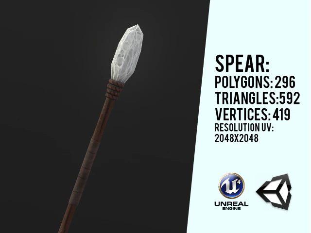primitive stone spear 3D Model .c4d .max .obj .3ds .fbx .stl .blend 