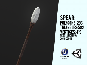 primitive stone spear Modelo 3D