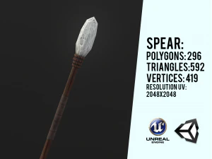 原始的な石槍 3Dモデル