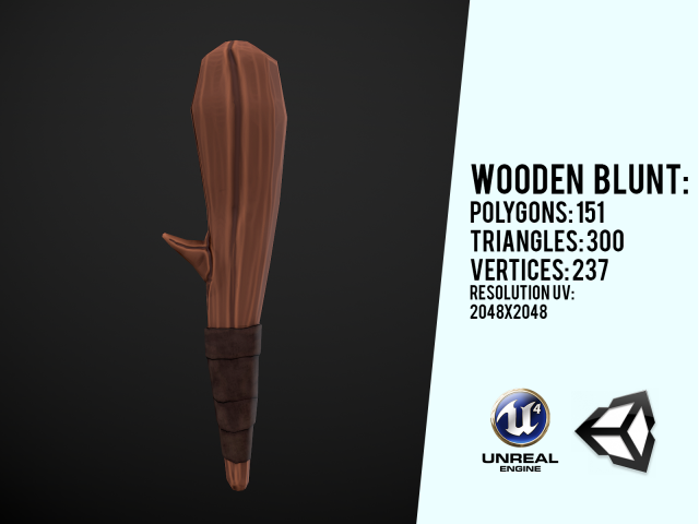 primitive wooden blunt 3D मॉडल .c4d .max .obj .3ds .fbx .stl .blend 