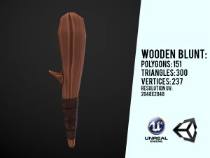 примітивний дерев'яний тупий 3D Модель