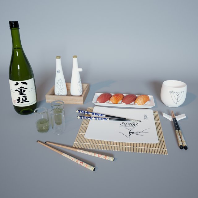 sushi set Modelo 3D .c4d .max .obj .3ds .fbx .stl .blend 