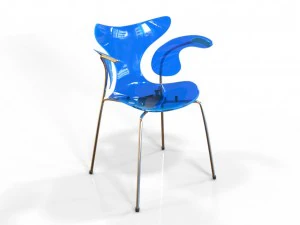 현대적인 투명 플라스틱 팔걸이 의자 3D 모델