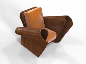 warp plastic wood arm chair Modèle 3D
