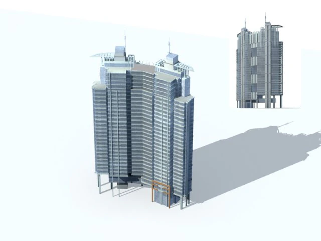 city - high-rise office 11 3D Model .c4d .max .obj .3ds .fbx .stl .blend 
