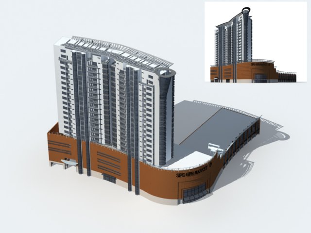 city - high-rise office 14 3D Model .c4d .max .obj .3ds .fbx .stl .blend 