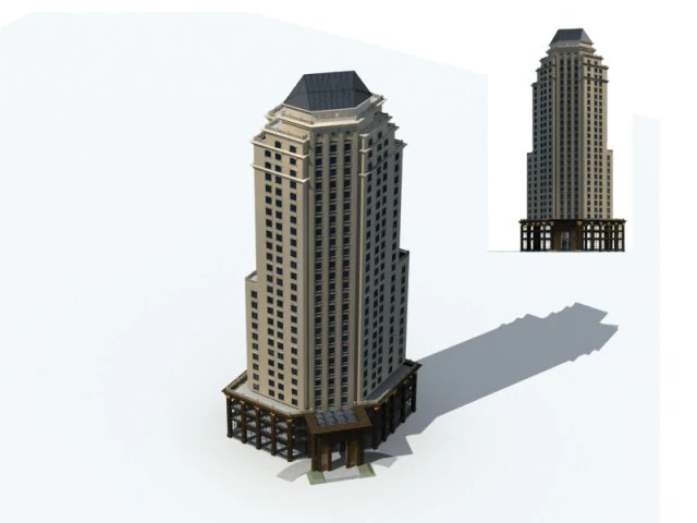 city - high-rise office 52 3D Model .c4d .max .obj .3ds .fbx .stl .blend 