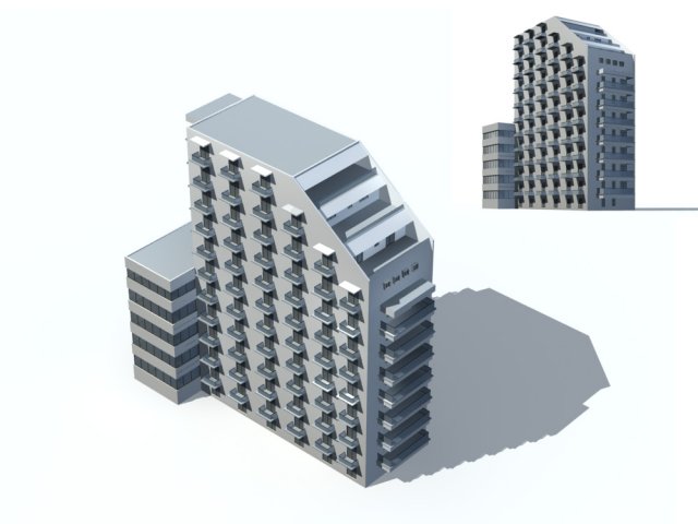 city - high-rise office 148 3D Модель .c4d .max .obj .3ds .fbx .stl .blend 