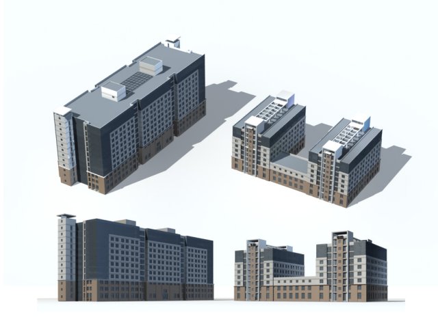 city - high-rise office 174 3D Модель .c4d .max .obj .3ds .fbx .stl .blend 