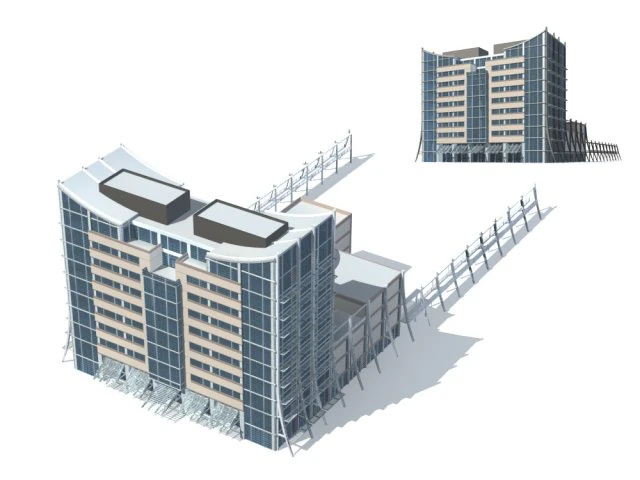 city - high-rise office 187 3D Model .c4d .max .obj .3ds .fbx .stl .blend 