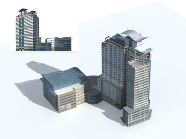 city - high-rise office 323 3D-Modell .c4d .max .obj .3ds .fbx .stl .blend 