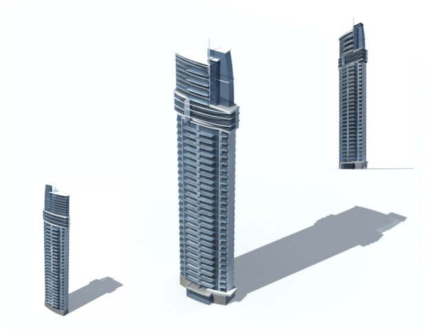city - high-rise office 340 3D Модель .c4d .max .obj .3ds .fbx .stl .blend 