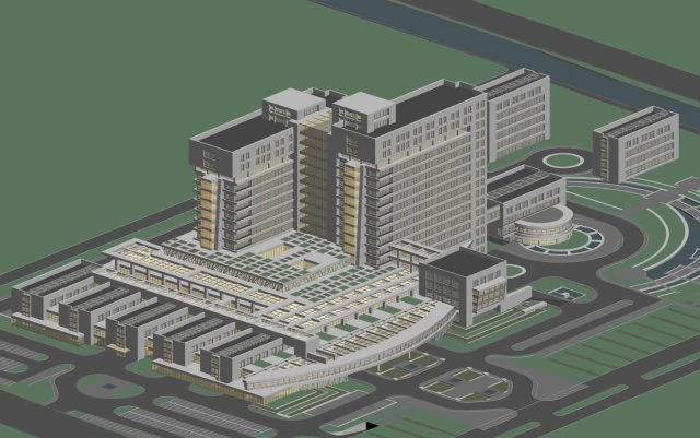 city planning - large factory office building 823 3D Model .c4d .max .obj .3ds .fbx .stl .blend 