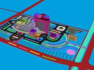 city planning - large factory office building 823 3D Model