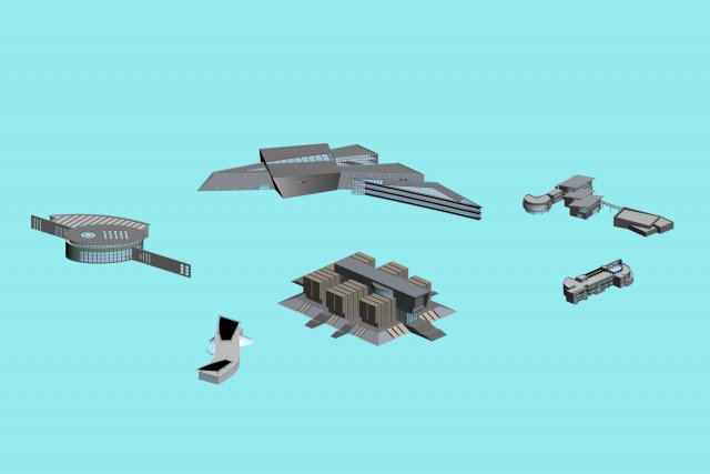 urban planning - commercial buildings 114 Modèle 3D .c4d .max .obj .3ds .fbx .stl .blend 