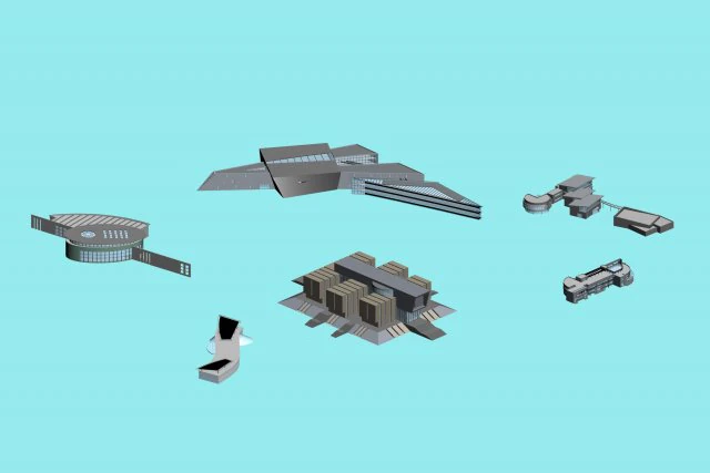 urban planning - commercial buildings 114 3D Model .c4d .max .obj .3ds .fbx .stl .blend