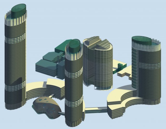 urban planning - commercial buildings 120 3D Model .c4d .max .obj .3ds .fbx .stl .blend 