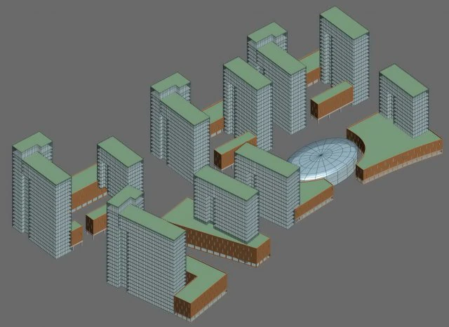 urban planning - commercial buildings 134 3D Model .c4d .max .obj .3ds .fbx .stl .blend 
