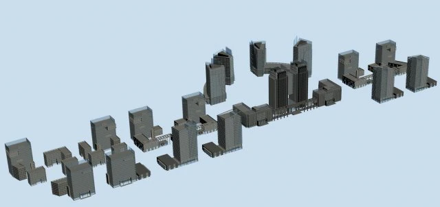 urban planning - commercial buildings 145 3D Model .c4d .max .obj .3ds .fbx .stl .blend 