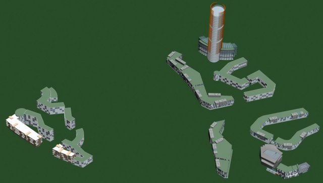 urban planning - commercial buildings 151 Modèle 3D .c4d .max .obj .3ds .fbx .stl .blend 