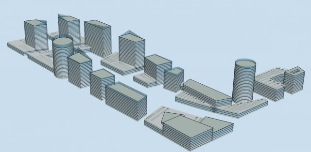 urban planning - commercial buildings 184 Model 3D .c4d .max .obj .3ds .fbx .stl .blend 