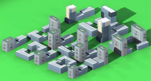urban planning - commercial buildings 186 3D Model .c4d .max .obj .3ds .fbx .stl .blend 