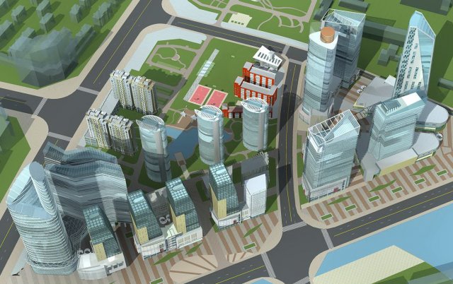 urban planning - commercial buildings 187 3D 模型 .c4d .max .obj .3ds .fbx .stl .blend 