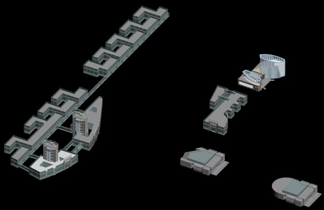 urban planning - commercial buildings 200 Model 3D .c4d .max .obj .3ds .fbx .stl .blend 