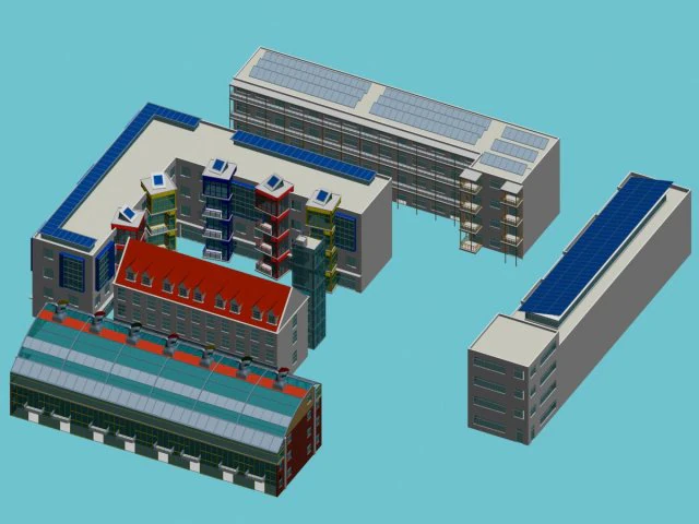 urban planning - commercial buildings 201 3D Model .c4d .max .obj .3ds .fbx .stl .blend 