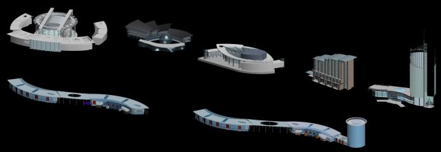 urban planning - commercial buildings 203 3D Model .c4d .max .obj .3ds .fbx .stl .blend 