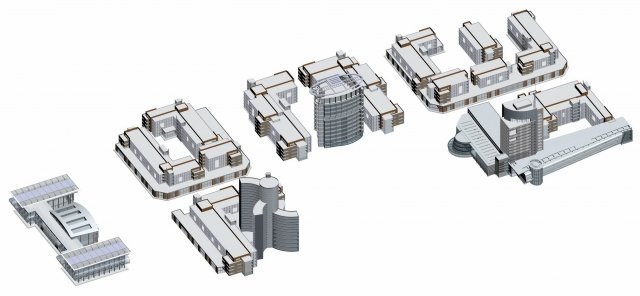 urban planning - commercial buildings 205 3Dモデル .c4d .max .obj .3ds .fbx .stl .blend 