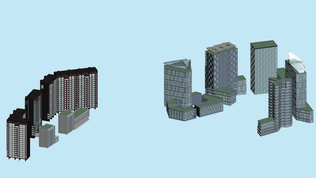 urban planning - commercial buildings 211 3D Model .c4d .max .obj .3ds .fbx .stl .blend 