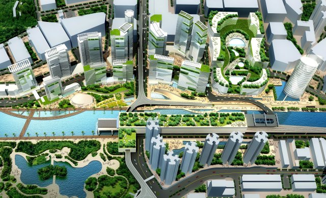 urban planning - commercial buildings 230 3D Model .c4d .max .obj .3ds .fbx .stl .blend