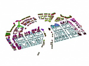 urban planning - 234 commercial buildings 3D Model