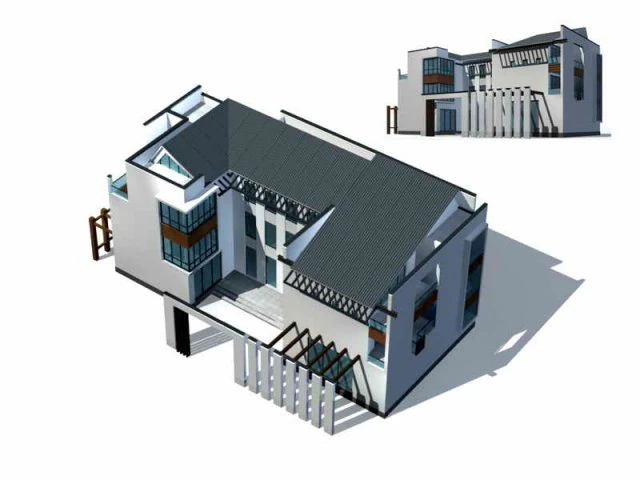 urban architecture - private villas 6 3D Model .c4d .max .obj .3ds .fbx .stl .blend 
