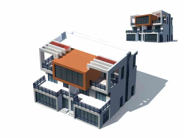 urban architecture - private villas 41 3D Model .c4d .max .obj .3ds .fbx .stl .blend 