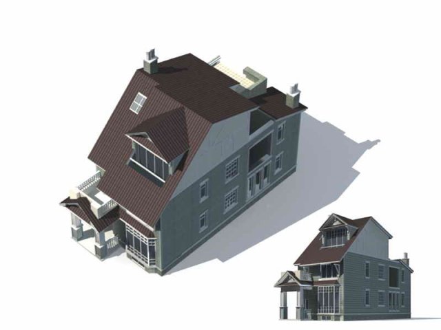 urban architecture - private villas 43 3D Model .c4d .max .obj .3ds .fbx .stl .blend