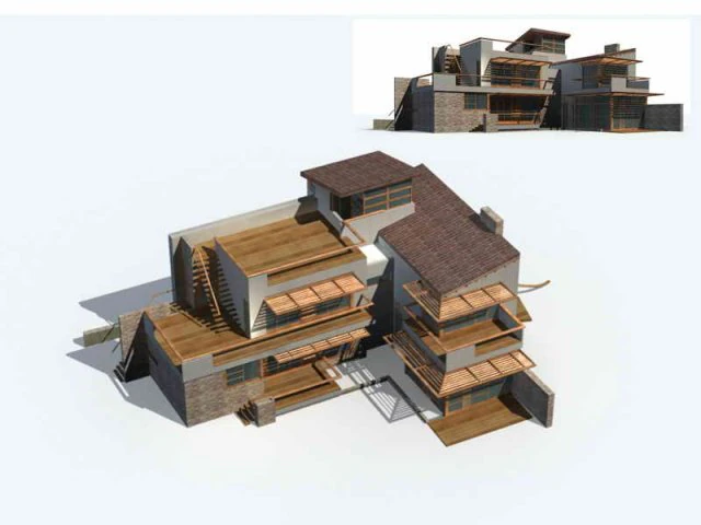 urban architecture - private villas 57 3D Model .c4d .max .obj .3ds .fbx .stl .blend 