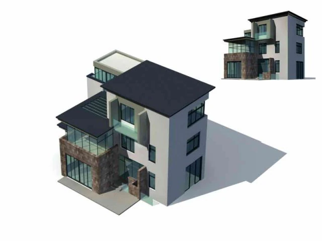 urban architecture - private villas 75 3D Model .c4d .max .obj .3ds .fbx .stl .blend 